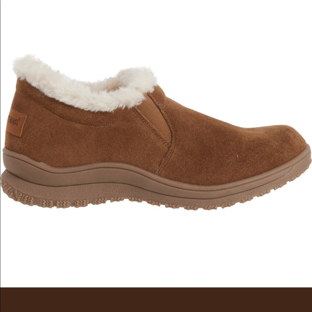 NWT Minnetonka Women's Suede Shoes sz 10 Tan Beige Camel - Picture 3 of 7